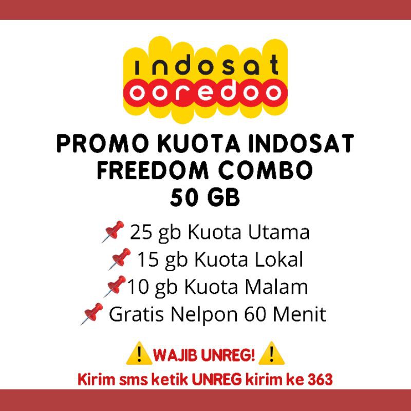 Promo Kuota Indosat Murah Freedom Combo 50gb