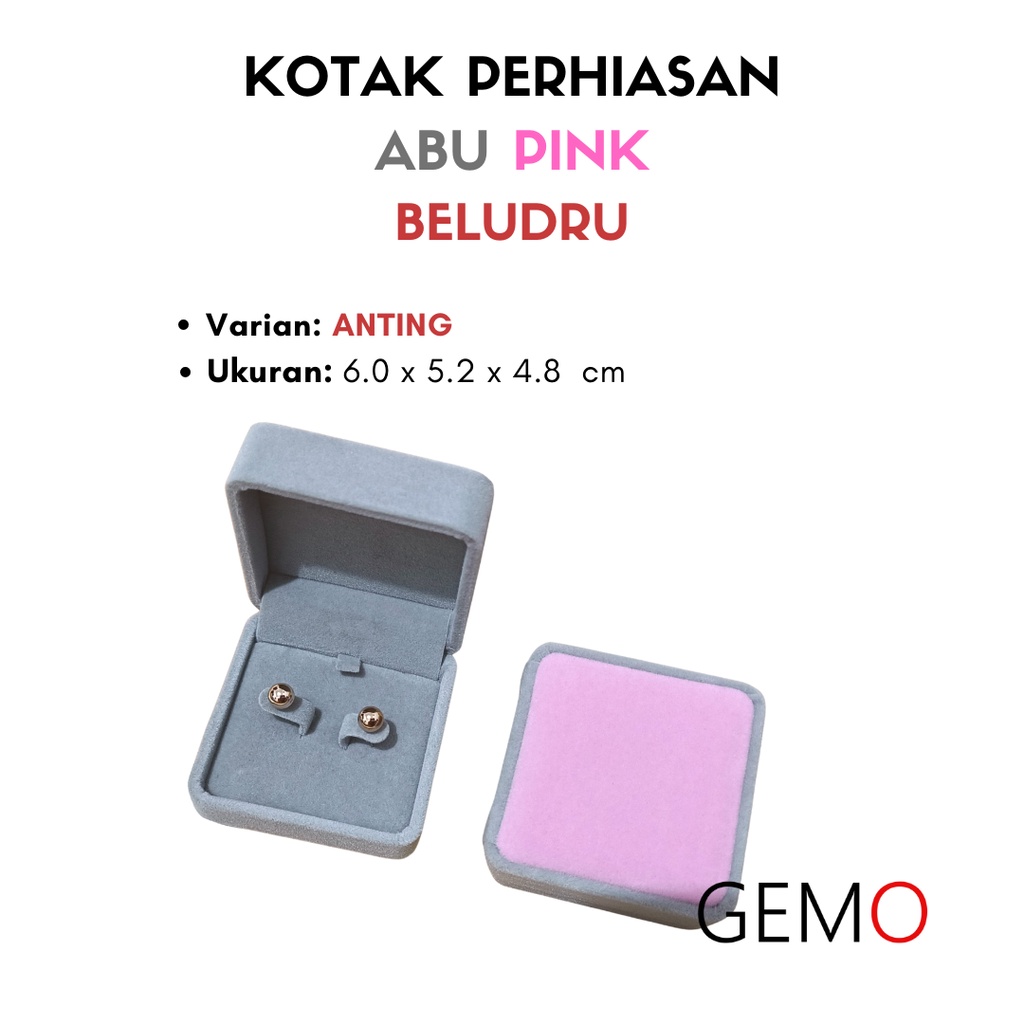 Kotak Perhiasan Warna Abu Pink Beludru Set / Cincin / Liontin / Gelang / Kalung Koye / Jewelry Box Unik Lucu untuk Tempat Wadah Seserahan / Akad Pernikahan / Hantaran Tunangan Harga Paling Murah cocok untuk Aksesoris Emas Berlian/ Perak Permata