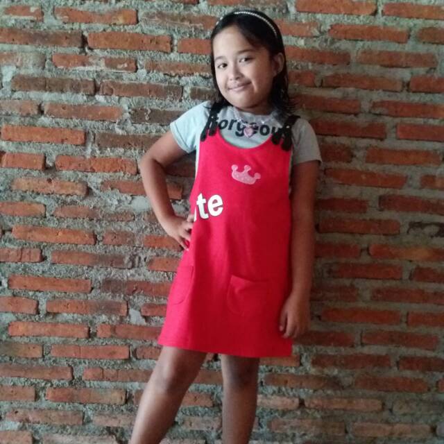 Dress Just Kids Merah Abu