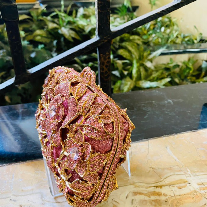 Tas Pesta / Rossini Clutch Swarovski Pink - 1 Mewah Cantik