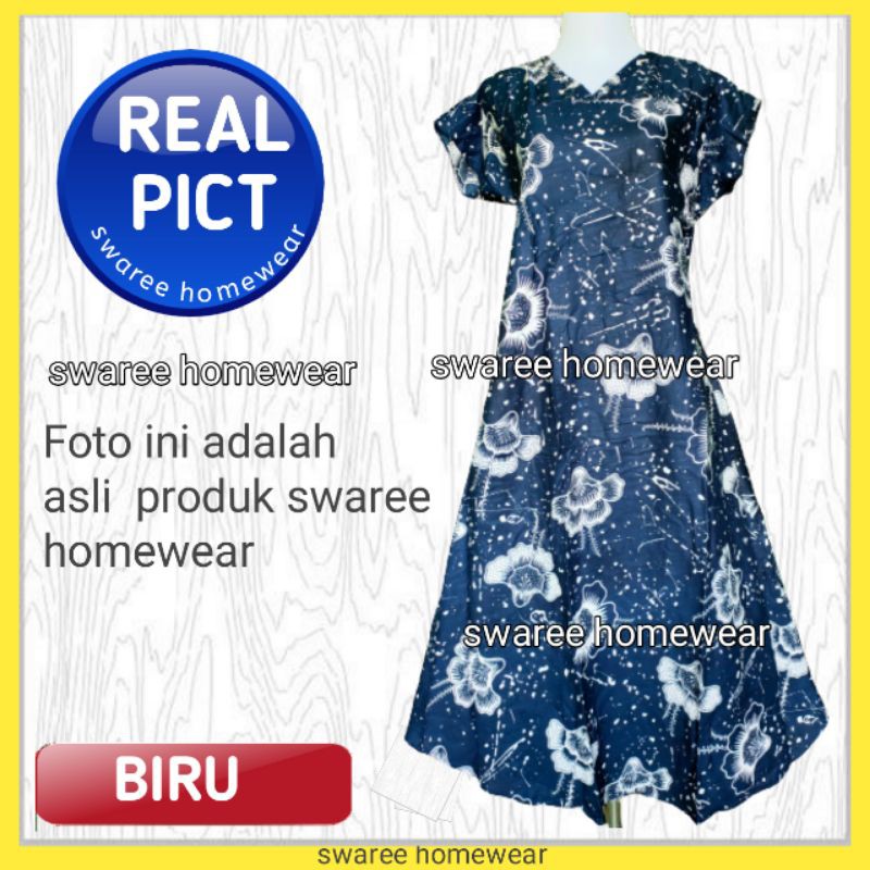 Daster Batik Baju Wanita Batik Pekalongan Baju Daster Rayon Modern Dewasa Vely Motif Bunga Sepatu