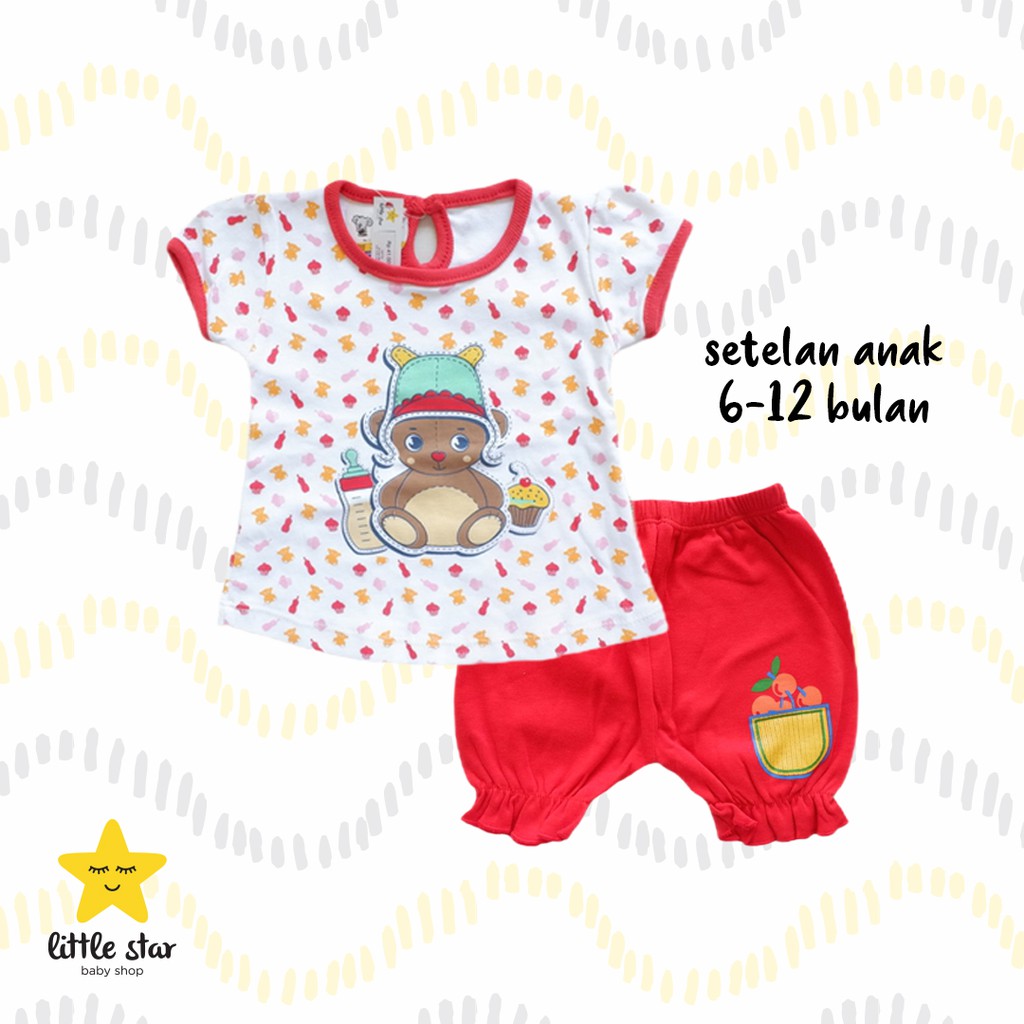 Hoshi Setelan Anak Perempuan | Set Baju Kaos Celana Anak Bayi Cewek