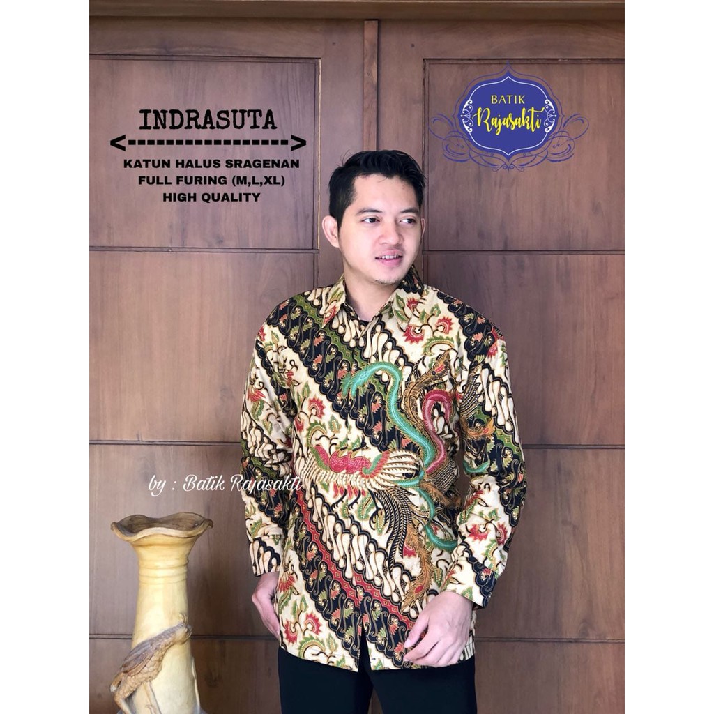 INDRASUTA Kemeja Batik Pria Lengan Panjang Katun Halus FULL FURING Rajasakti