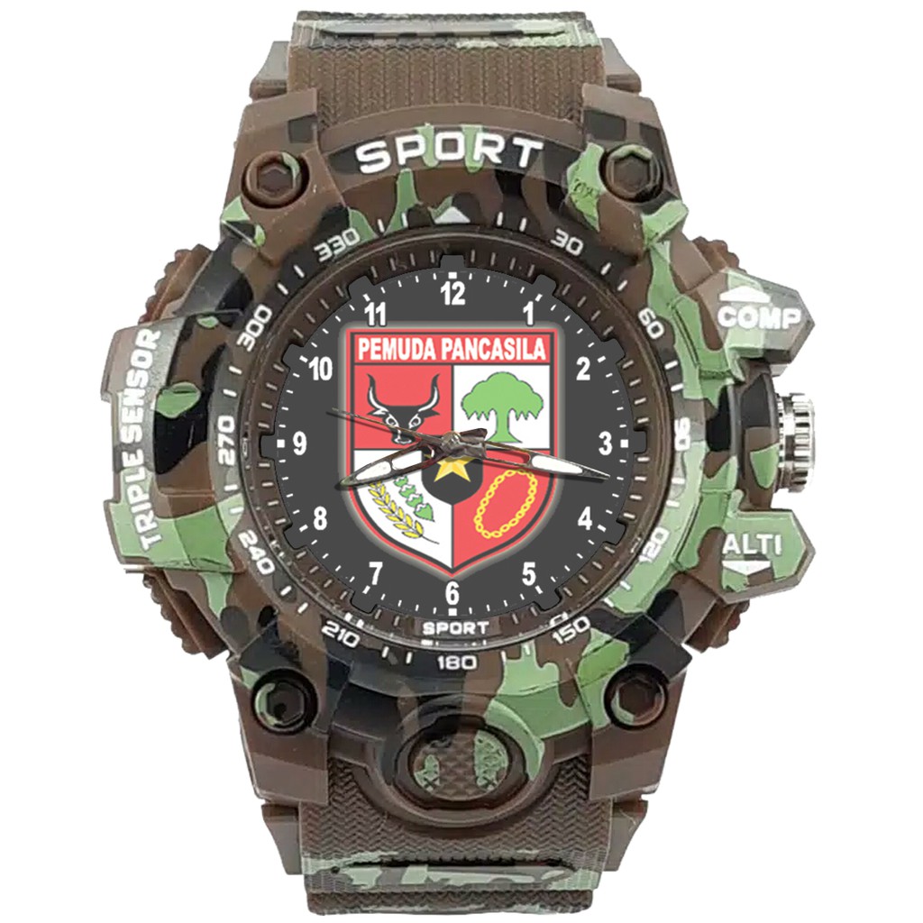 {Istimewa} Jam Tangan PP (Pemuda Pancasila) -Coklat  Army Water Resistant