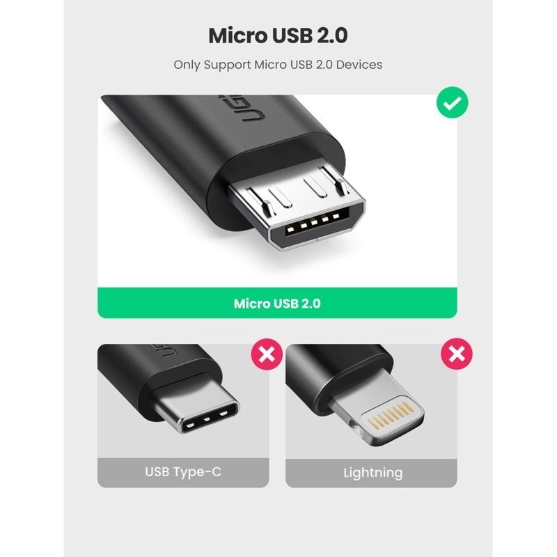 UGREEN OTG Micro USB to USB 2.0 Female Adapter 12cm