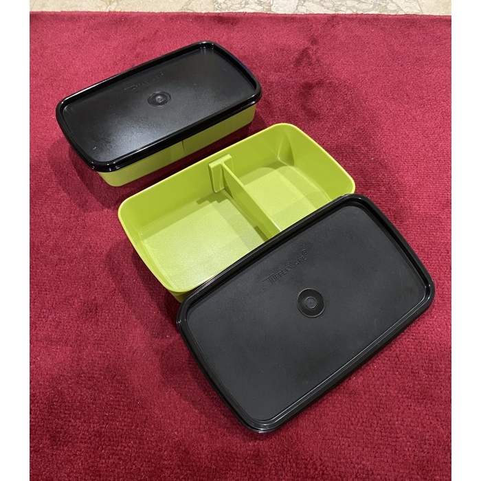 Tempat Makan bersekat Tupperware Coolteen Lunch set - Hijau-Tu2pHitam