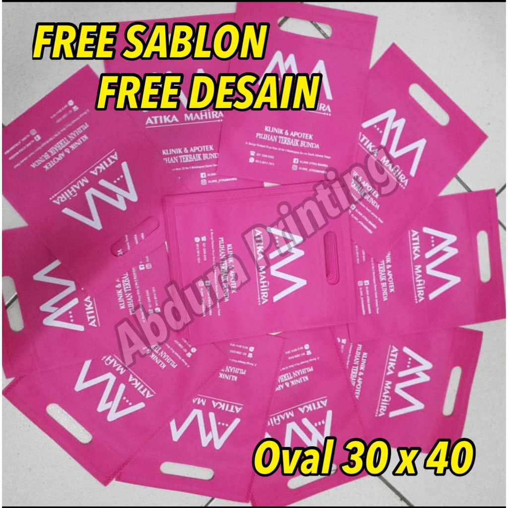 

Free Sablon Tas Spunbond Oval/Plong 30 x 40 Goodie Bag Souvenir