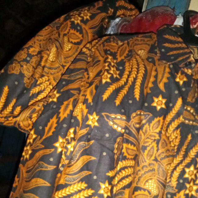 Batik Couple Keluarga Sania Ruffle Ori Ndoro Jowi Dnt Motif Manggar Coklat Rempel Bawah