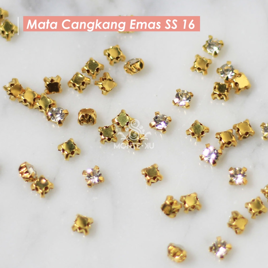 Monte Manik Mote Beads Borci Payet Mata Cangkang Emas Permata Kristal Bulat Kecil Besar Murah bisa C