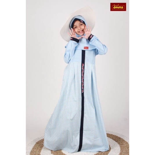 Abaya Kids by Dannis JAPM 0502 - Set Gamis Baju Muslim Anak Baru Motif Kotak List Bordir