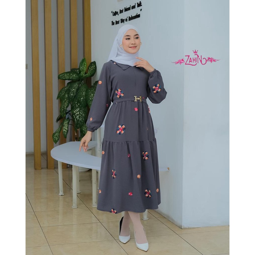 midi dress cringkel SHAKIFA ori amelia dan Nirmala Aluna ori zahin new kringkel rubi style serut susun