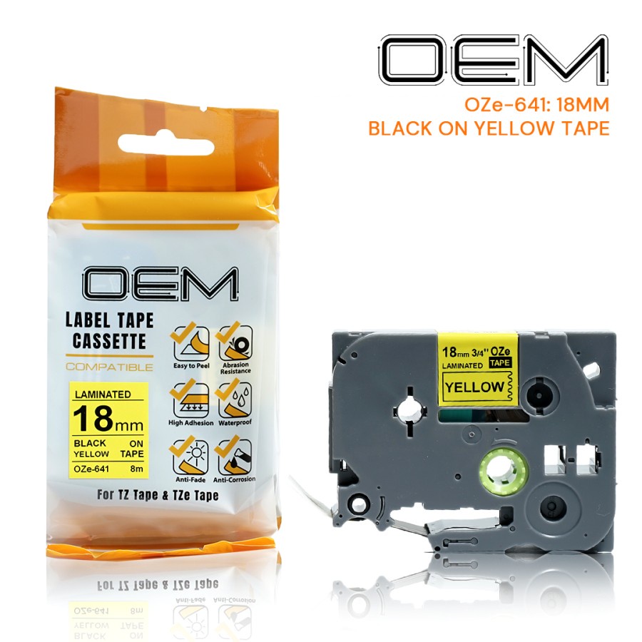 OEM OZe LABEL TAPE 18mm x 8m For Use On Brother PTouch