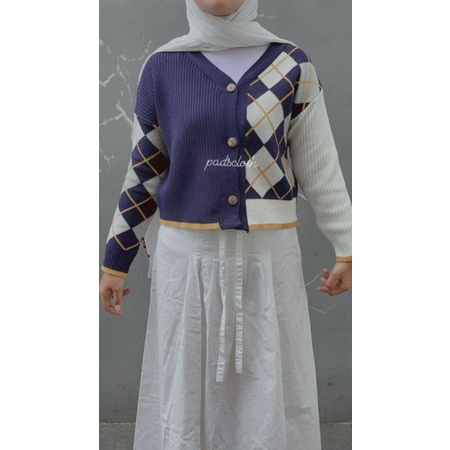 Twins Rajut Cardi V neck Ketupat/cardigan twins ketupat rajut wanita