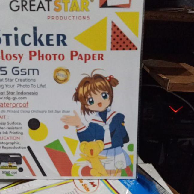 

HOT SALE!! (mbb-1272) STICKER GLOSY PHOTO PAPER 115 GSM A4/20 LEMBAR anti air/water proff