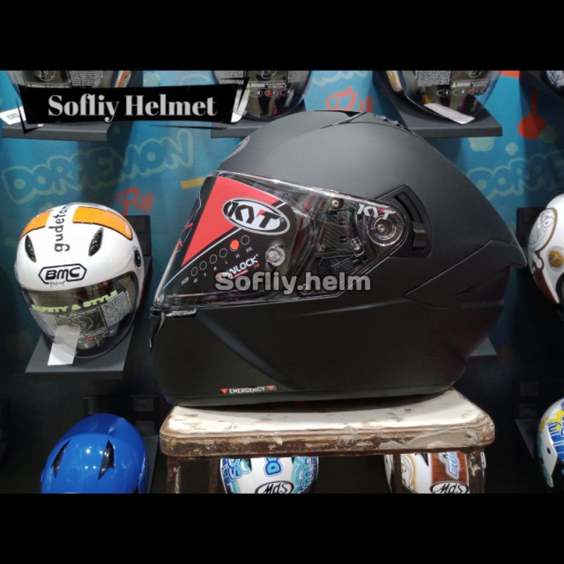 HELM KYT NFR SOLID MATT BLACK DOUBLE VISOR FULL FACE NF-R POLOS HITAM DOP BLACK DOFT