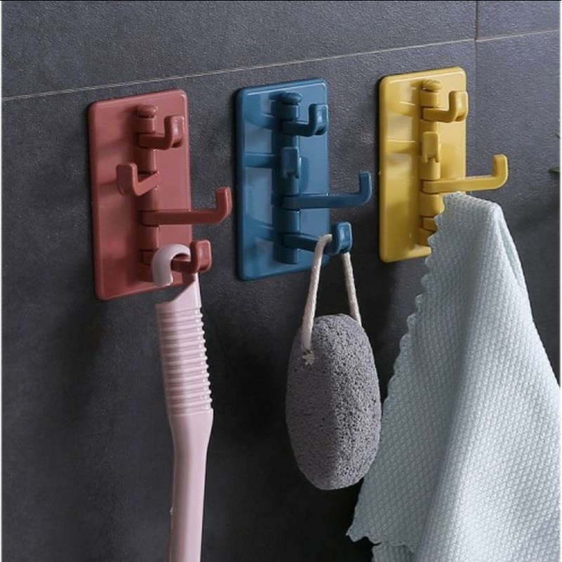 Gantungan Tempel 4 Hook Multifungsi Gantungan Baju Tempel 4 Kait