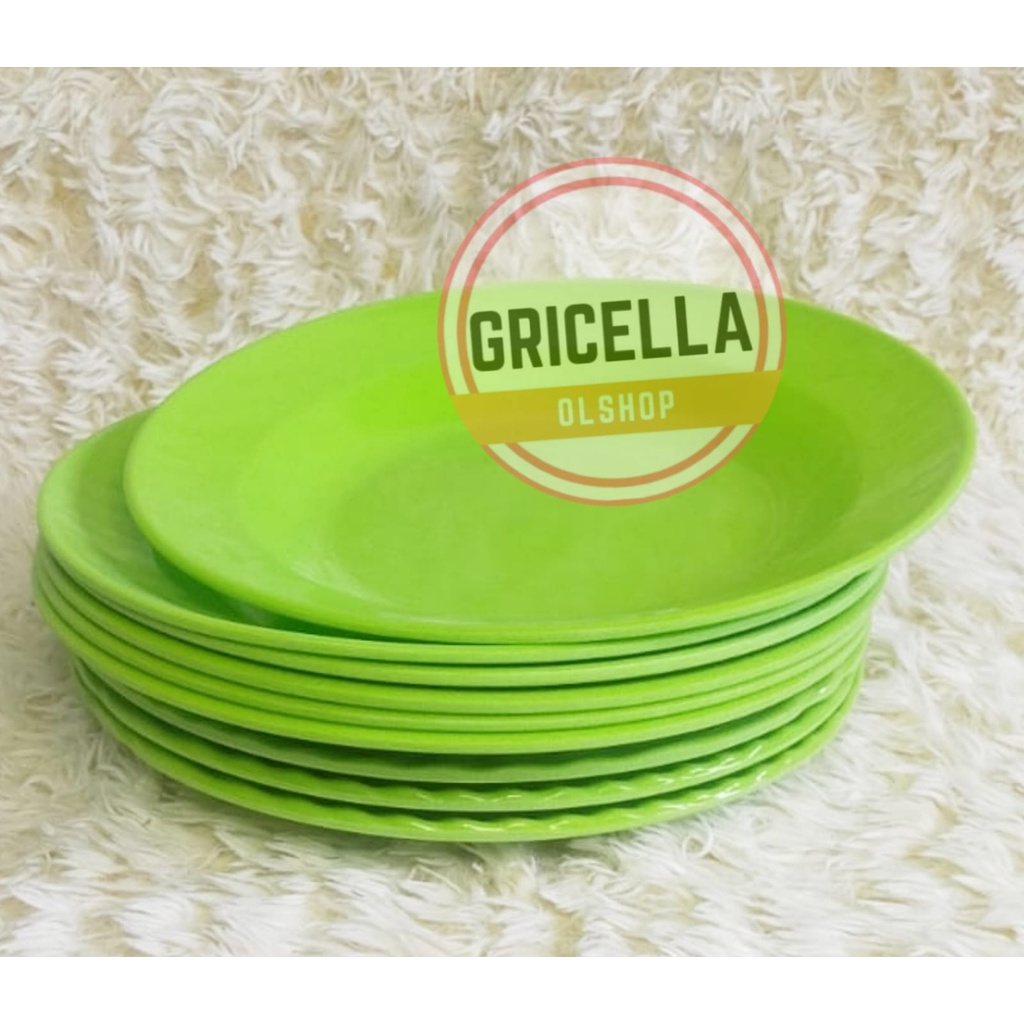 6 PCS PIRING MAKAN MELAMIN ASLI SINGA SINGI ORI BAHAN MELAMIN ASLI 9 INCH TERLARIS-HIJAU