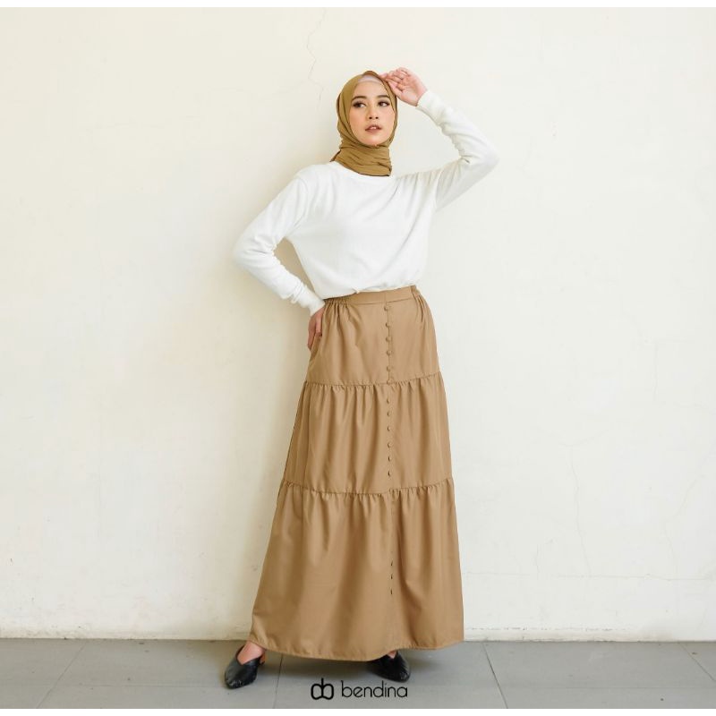 Ariana- Rok Susun Rayon Jumbo Premium Rok Susun Kancing Depan