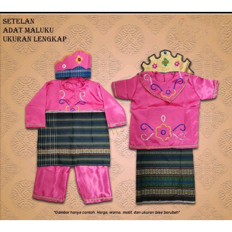 Setelan Couple Baju Adat Maluku Anak Usia TK, SD, SMP