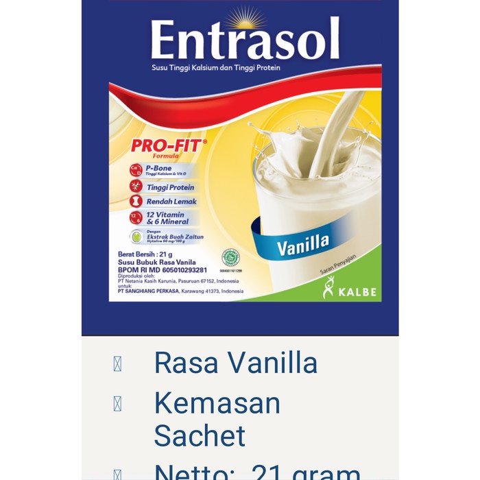 

ds211vz Susu Entrasol Sachet Pencegah Virus 1 Renceng - Vanilla Xa201As