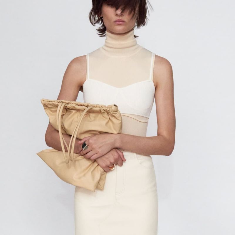 ZRA DRAWSTRING CLOSURE TOTE BAG