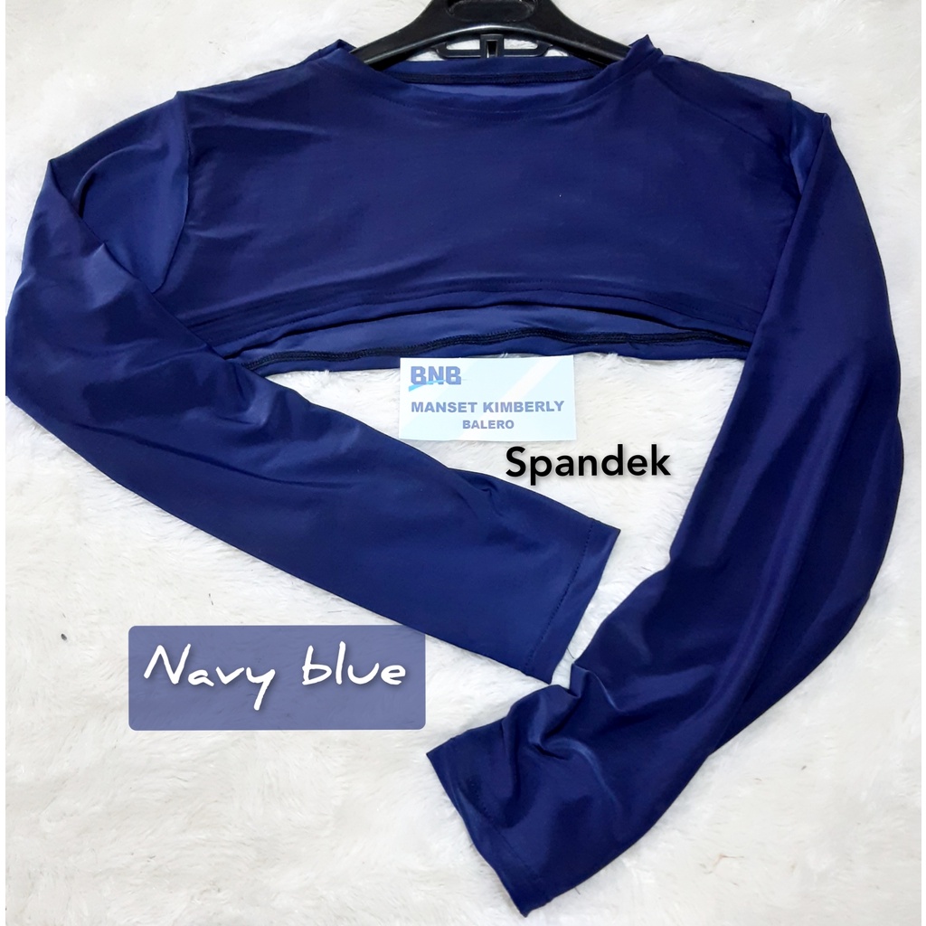Manset Kimberly Hansock Spandek Jersey Manset Sambung Balero Baju Manset Lengan Panjang Terbaru Size Fit XL Seri Hitam-navy