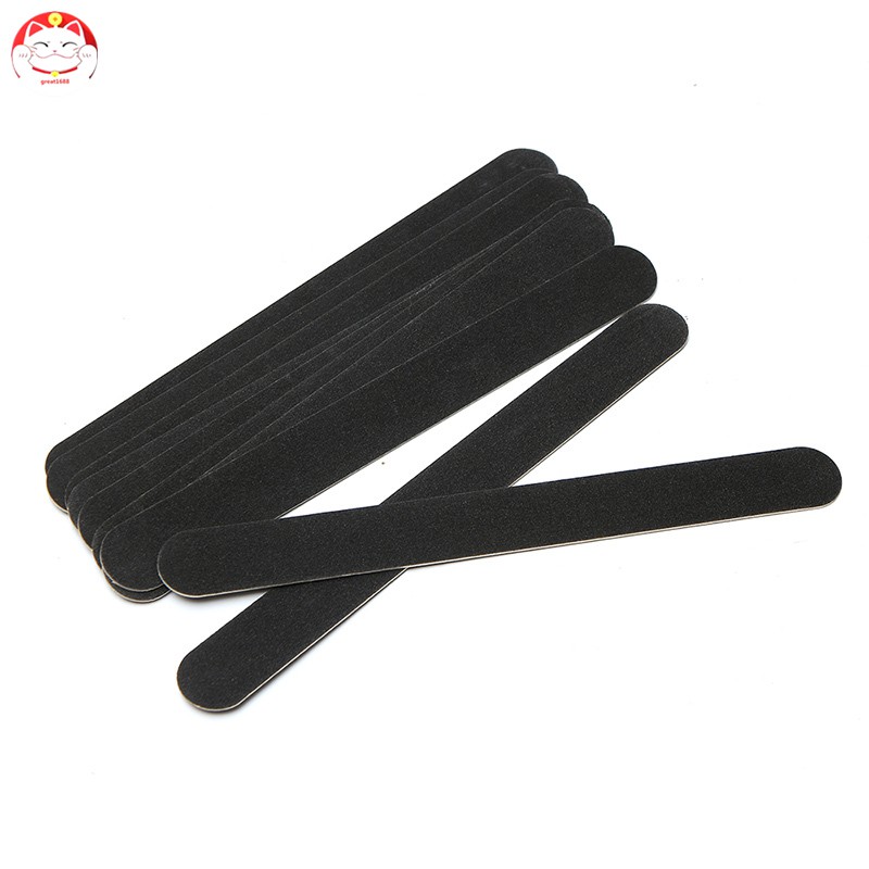 10Pcs Kikir Kuku Tahan Lama Warna Hitam untuk Manicure