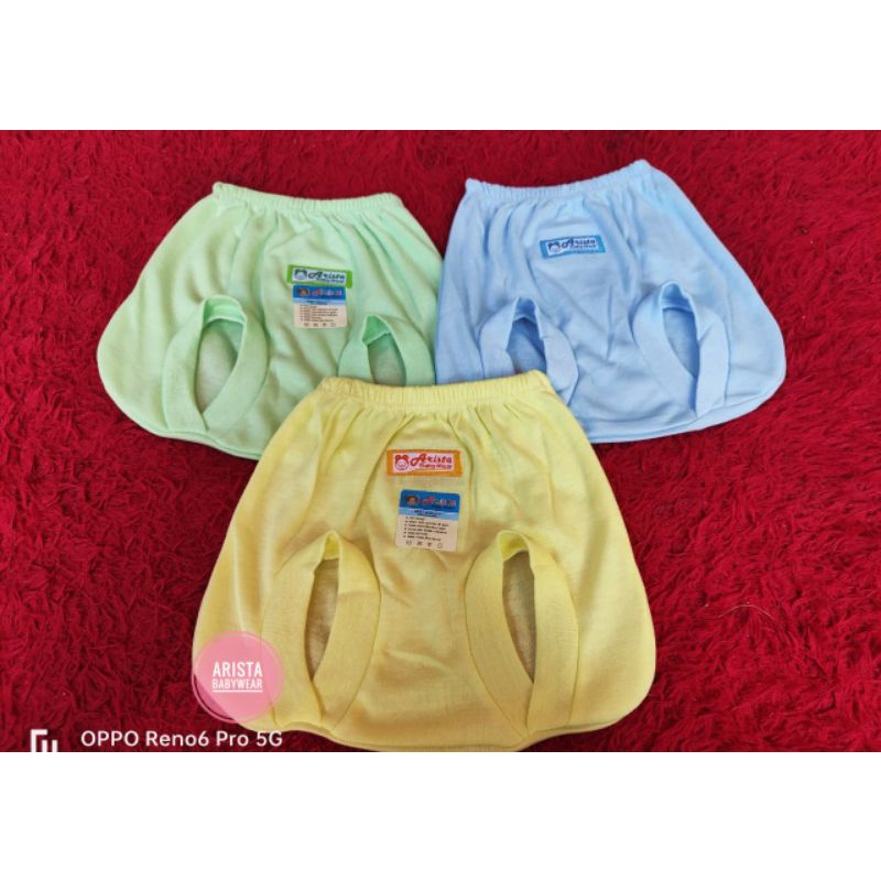 ARISTA BABY - (3PCS) CELANA POP BAYI ADEM LEMBUT, BORDIR LABEL ARISTA