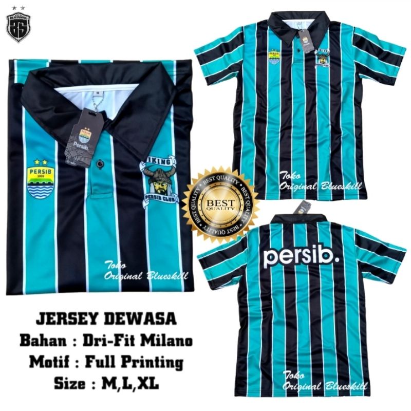 Atasan jersey persib kerah / baju olahraga dewasa / jersey polo persib terbaru / jersey supporter persib adds gold