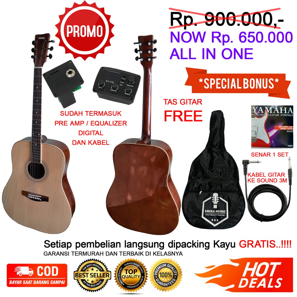 PROMO HOT DEALS GITAR AKUSTIK ELEKTRIK YMH JUMBO