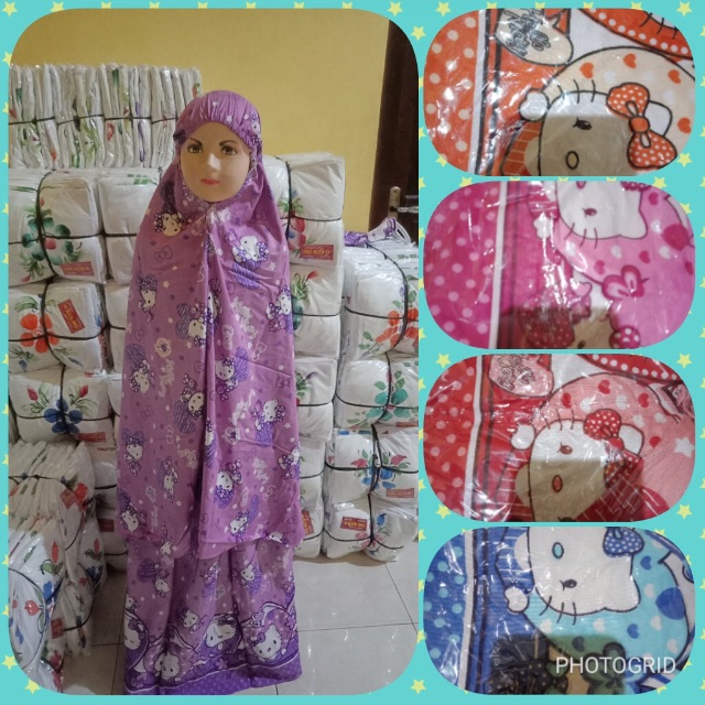 mukena anak motif hello kitty atau elsa