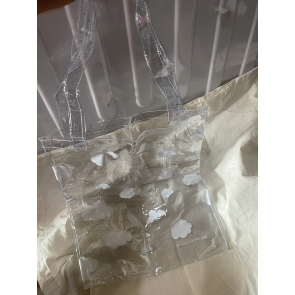 [NEW] Vanilla Hijab Tote Bag Transparan Plastik Tas Tenteng