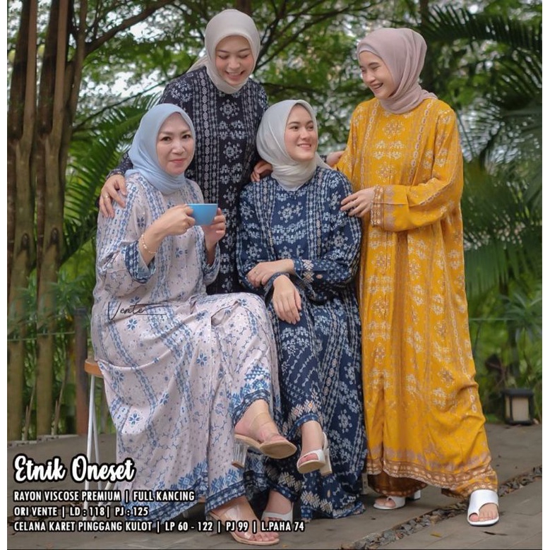 [size jumbo] etnik daily set ori vente LD 118cm - setelan long tunik dan celana rayon