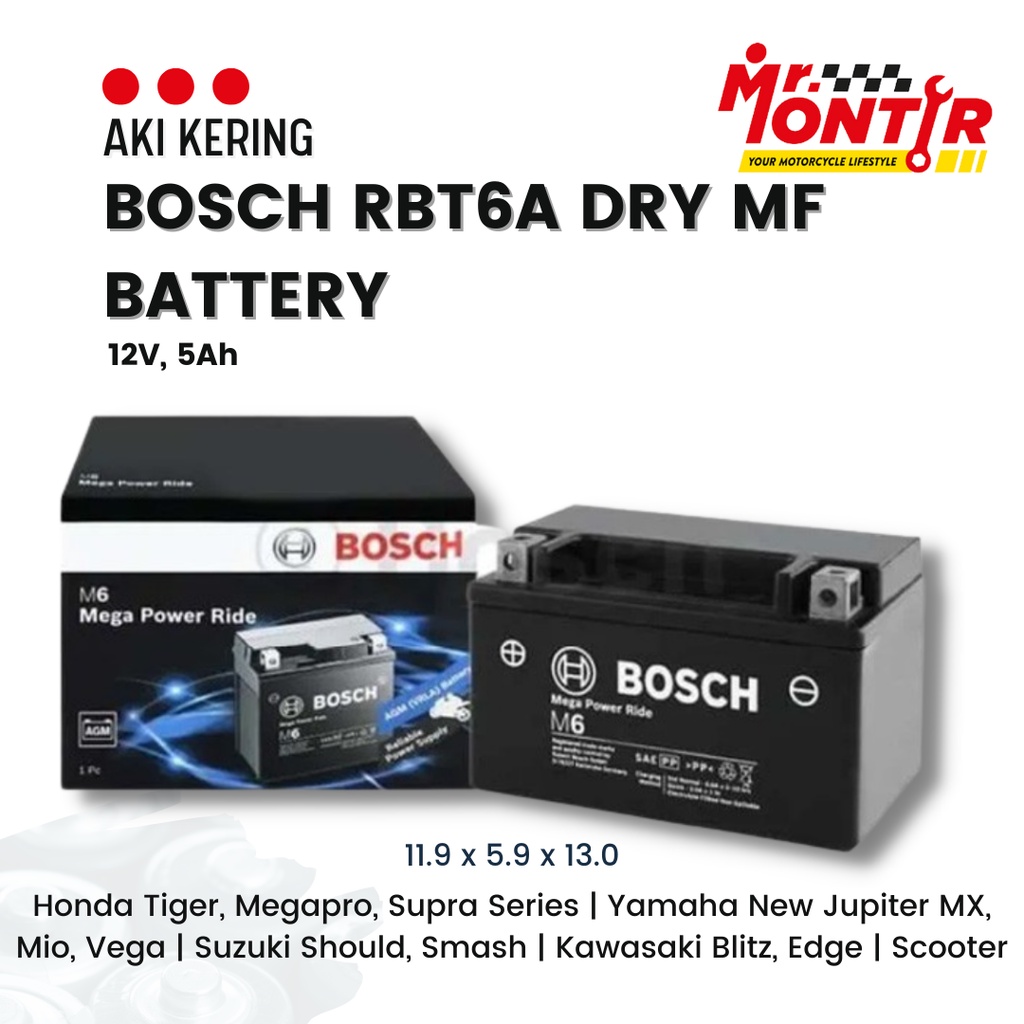 Jual AKI KERING ORIGINAL BOSCH TYPE RBT6A 5Ah BATERAI KERING DRY MF