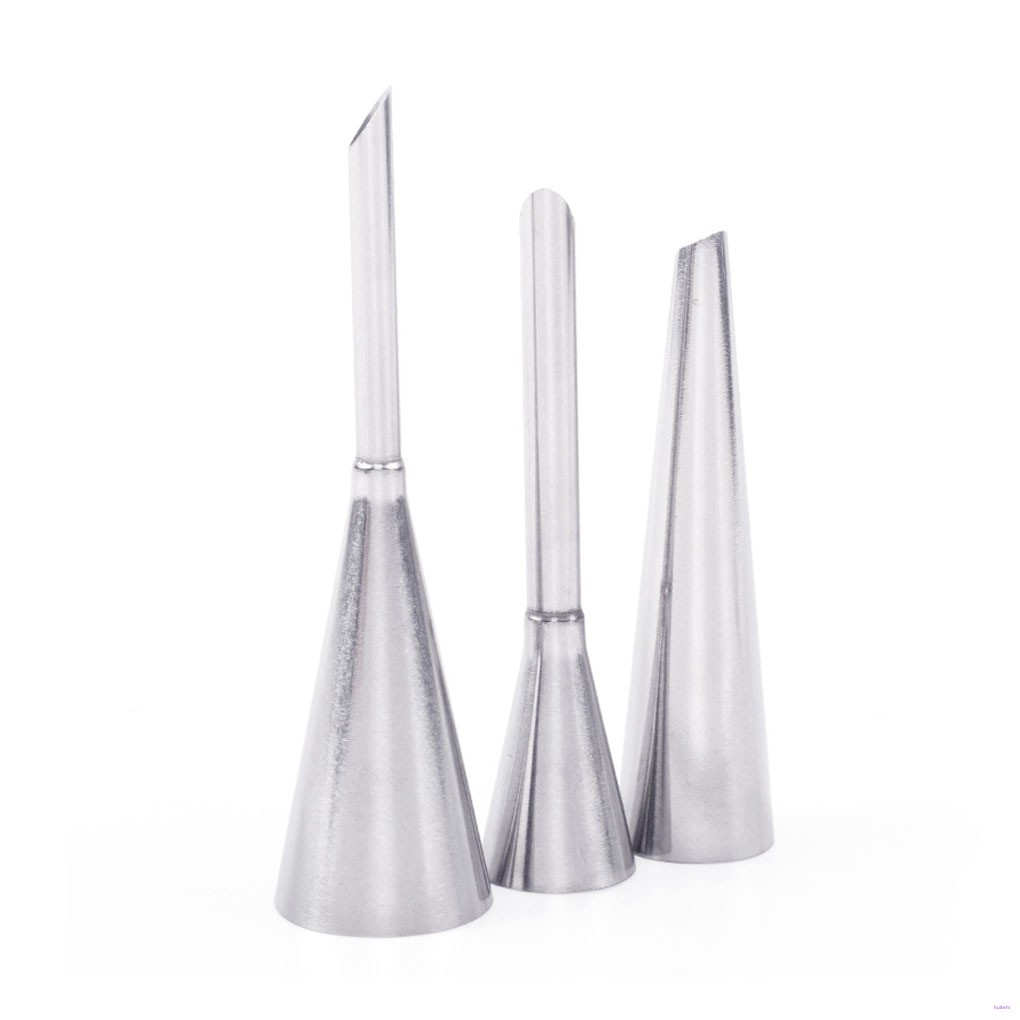 3pcs Set Puff Nozzle Multifungsi Bahan Stainless Steel Untuk Dekorasi Kue Pastry Fondant Sugarcraft