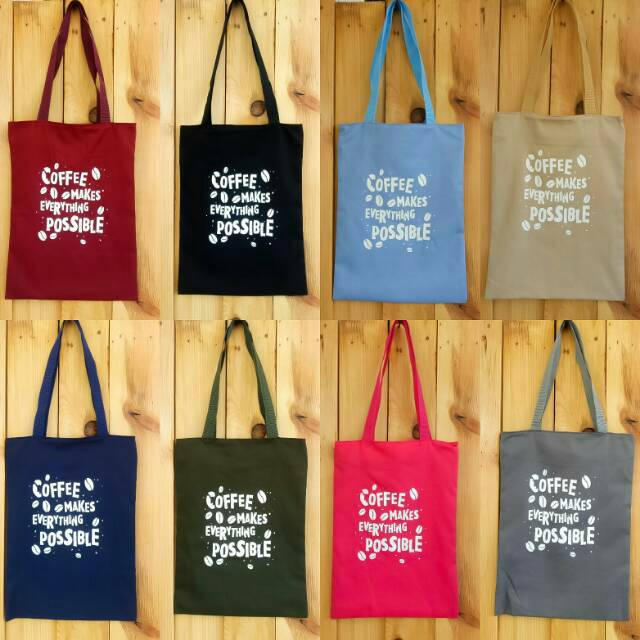 [BISA COD] [CASUAL] TOTE BAG COFFEE bahan drill halus premium