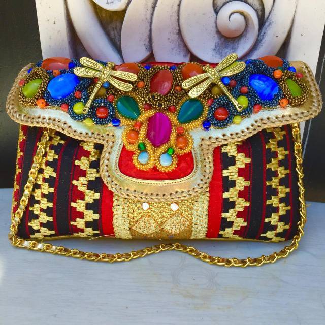 Tas Tapis Lampung Raisa Model Kipas Size M - Multi Red Color