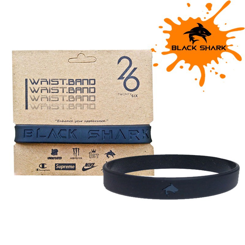 BLACK SHARK BRACELET GELANG KARET PRIA GAME SPORT S-FULLBLACK