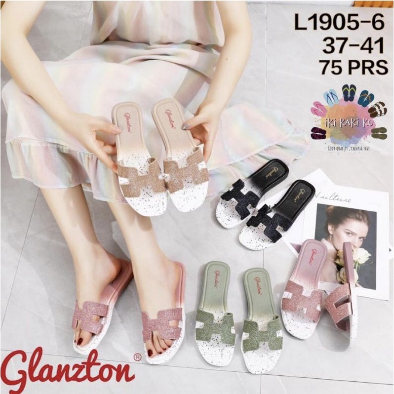 GLANZTON SANDAL SLOP WANITA H GLITTER 2 WARNA SEMBUR MIX 1905-6 VEROTINO