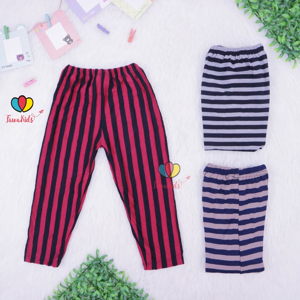 Legging Salur uk 1 12 Tahun Stripe Anak  Garis Celana  