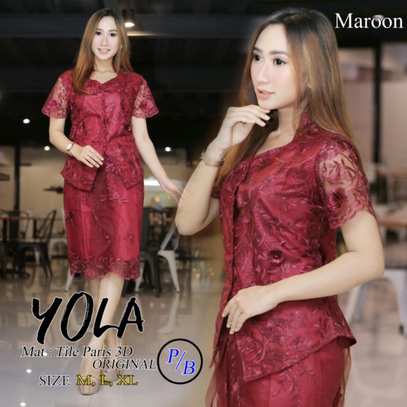 REAL PICT SETELAN KEBAYA YOLA/KEBAYA TULLE/KEBAYA MODERN