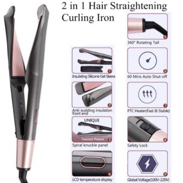 CATOKAN TWISTER 2 IN 1 PELURUS PENGERITING RAMBUT NEWEST PROFESSIONAL HAIR CURL &amp; STRAIGHT CONFIDENCE / REMINGTON / CATOK SPIRAL CURLY WAVE / CATOK KERITING GELOMBANG KERATIN TOURMALINE