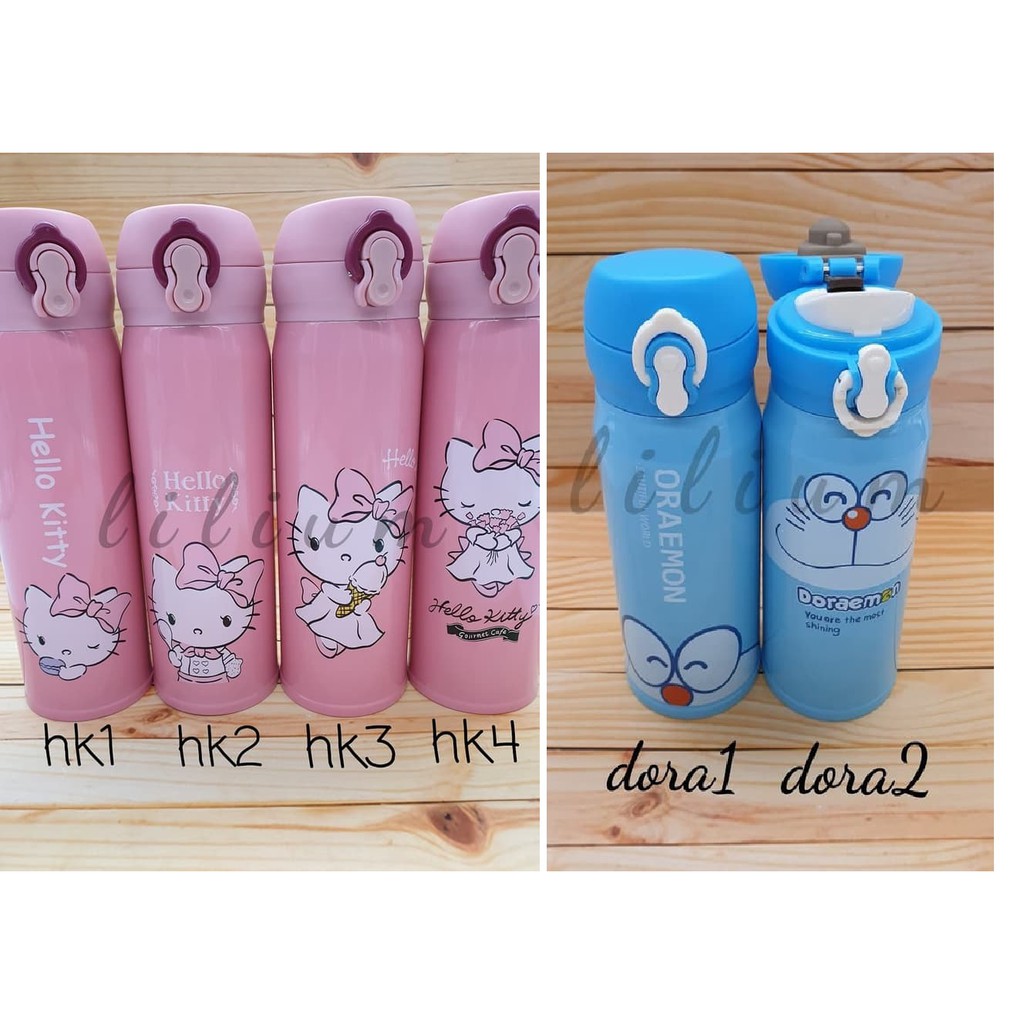 Thermos Vacum Bottle Stainless Steel Hello Kitty Doraemon-Botol Termos 350ml botol minum anak souvenir kado
