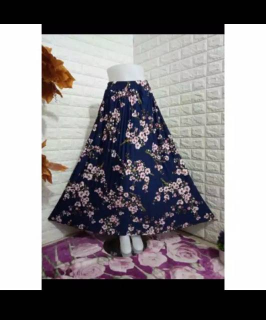 ROK PLISKET PREMIUM MOTIF BUNGA SAKURA MAYUNG REAL PICT