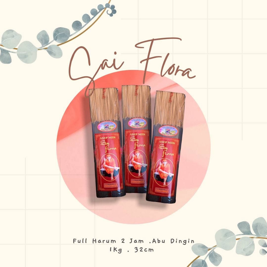 Dupa Hio Sai Flora Full harum Kemasan 1 Kg Panjang Stick 32 Cm Menyala 2 Jam Abu Dingin