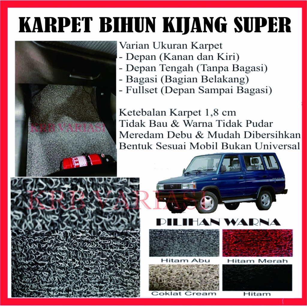Karpet Bihun Alas Lantai Mobil TOYOTA KIJANG SUPER Dua Warna / Karpet Bihun Kijang Super / Karpet Ki