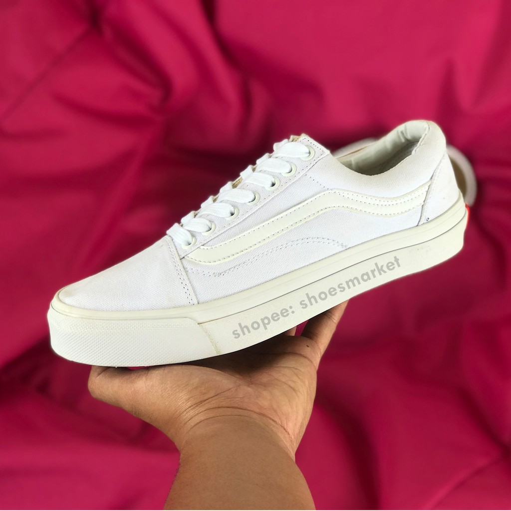 OBRAL SEPATU VANS OLDSKOOL ALL WHITE