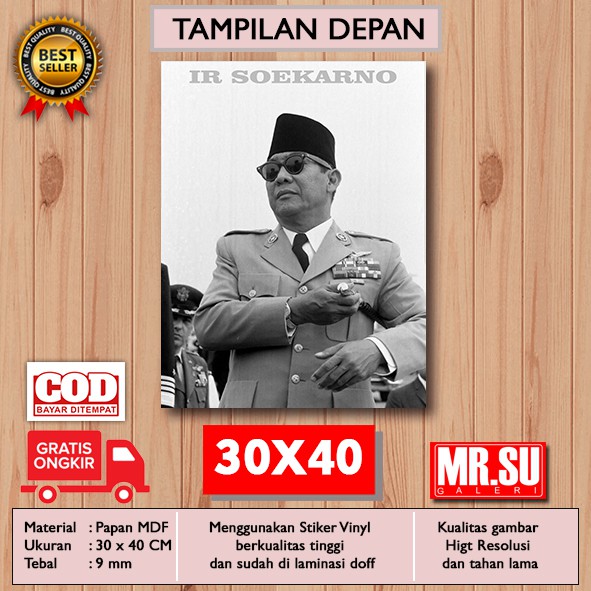 Bingkai Foto Hiasan Dinding Poster Kayu Wall Decor - IR SOEKARNO