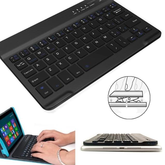 ☚ Wireless Slim Keyboard 9 inch Bluetooth iPad Tab Android Mac - Hitam ✹