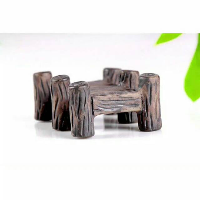 Miniatur Jembatan Mini Hiasan Pot Bunga Terrarium Fairy Garden Jembatan Pohon Kayu Resin Maket
